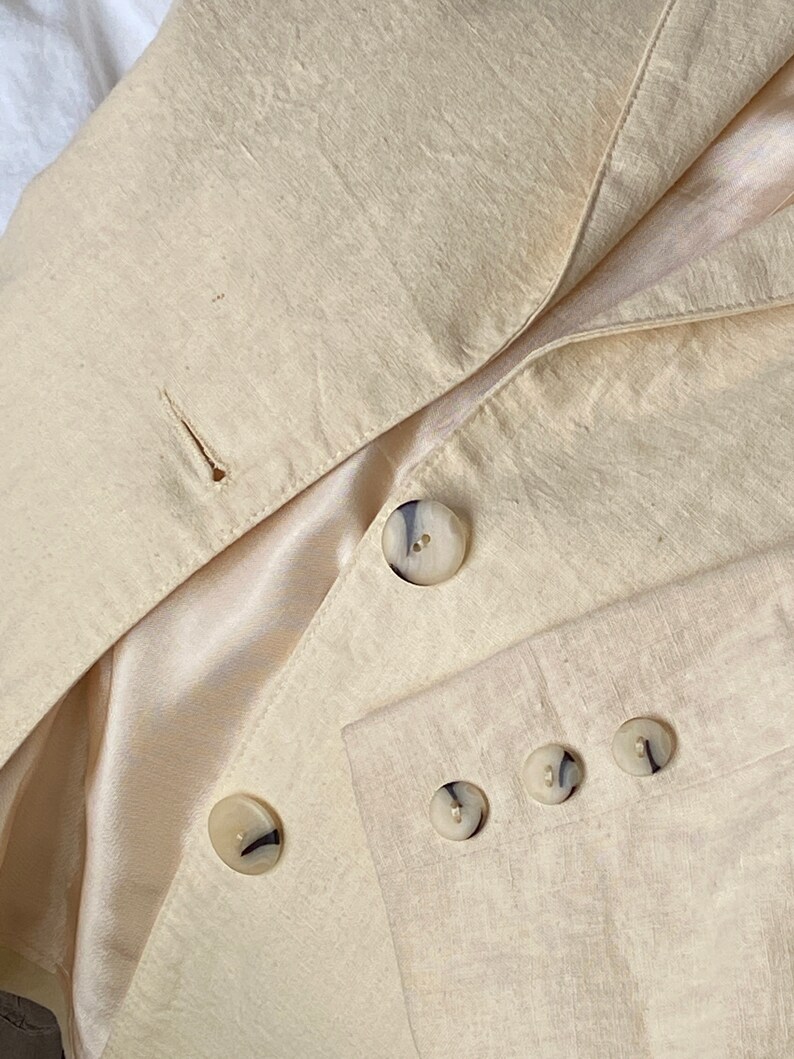 Butter Linen Jacket textured blazer coat size M XL 90's women's clothing image 10