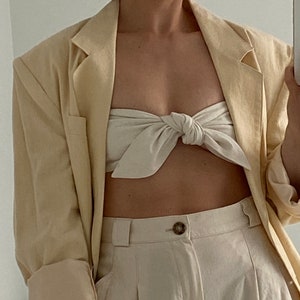 Butter Linen Jacket textured blazer coat size M XL 90's women's clothing image 3