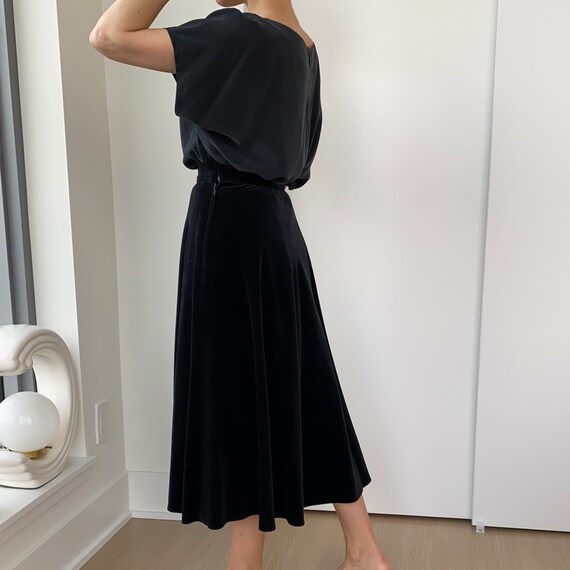 Black Velvet Skirt ~ Louis Feraud soft long plush