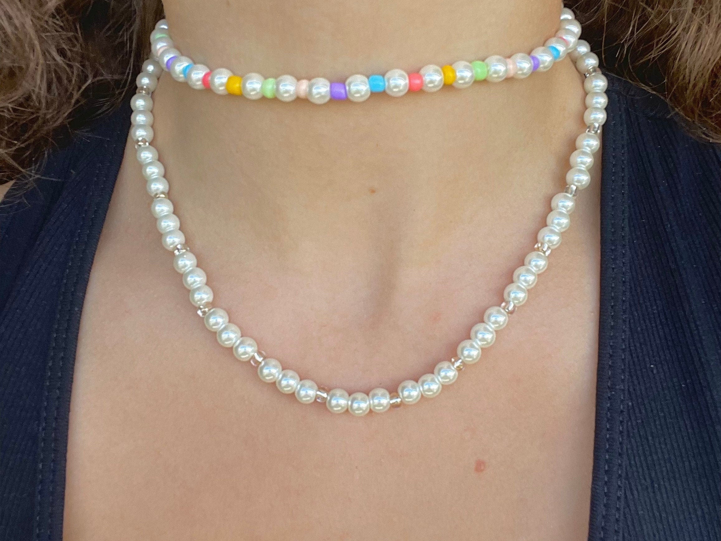 Collar de moda de perlas de perlas de colores personalizados / Etsy