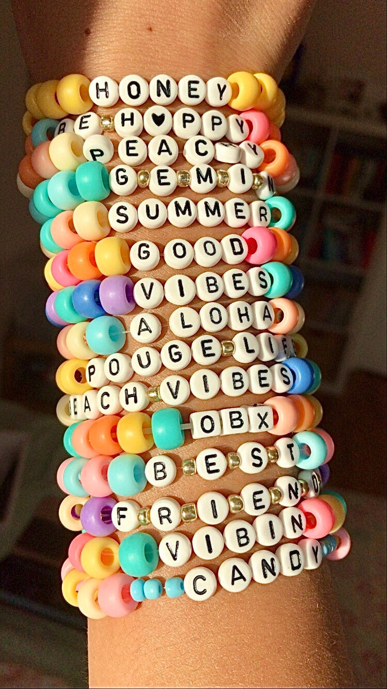 Personalized Custom Vsco Pony Bead Bracelets Custom Word Etsy