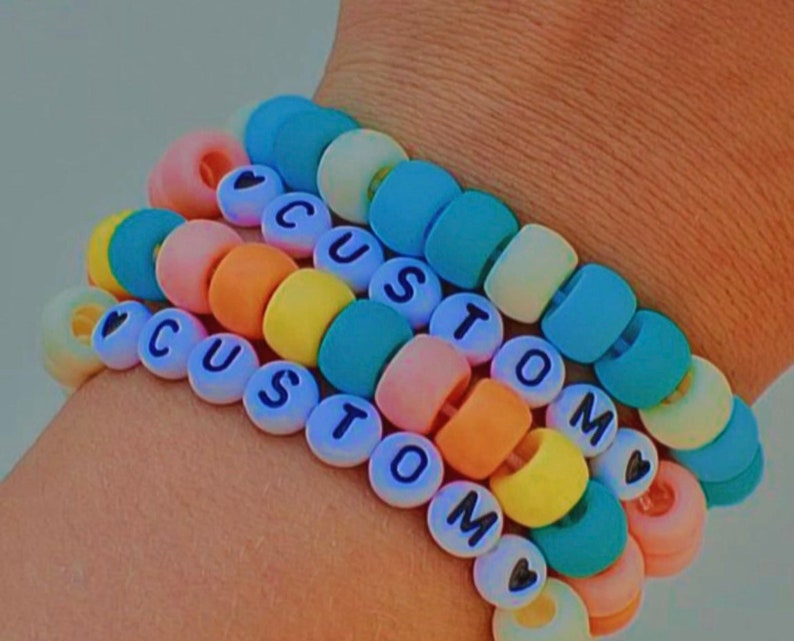 Name Bracelet Kidcore Personalized Custom Vsco Pony Bead Bracelets y2k |Beachy Beads By Mia Custom Word Beaded Bracelets Indie