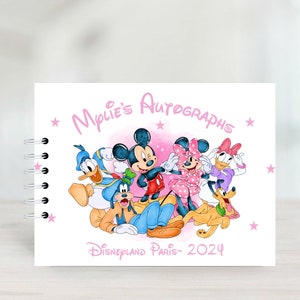 Personalised Mickey & Friends, Disney Autograph Book, protective covers, Disneyland Paris, Disney World, signature book, Disney Reveal - A5