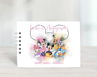 Personalised Mickey & Friends, Disney Autograph Book, protective covers, Disneyland Paris, Disney World, signature book, Disney Reveal - A5