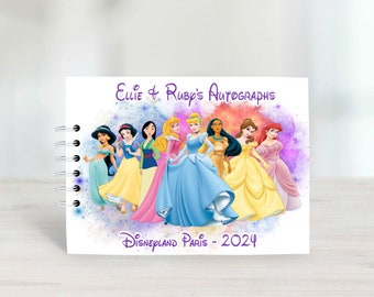 Personalised Disney Princess Autograph Book, Protective Covers, Disneyland Paris, Disney World, A5 Signature book, Disney Reveal, Photo Book