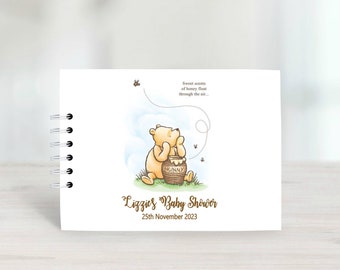 Personalised Winnie the Pooh Baby Shower Guest Book, Naming day Message Book, Christening  Guestbook, Scrapbook Album Baptism Party Supplies