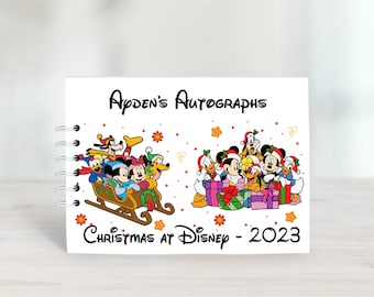 Personalised Disney Christmas Autograph Book with protective covers, Disneyland Paris, Disney World, signature book, Disney Holiday Reveal