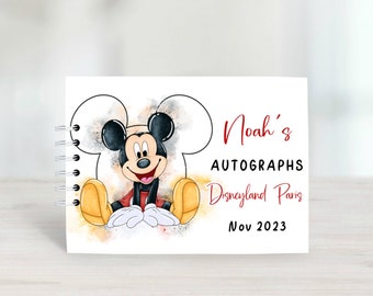 Livre d'autographes personnalisé Mickey Mouse, housses de protection, Disneyland Paris, livre Disney World signature, Disney Reveal, album de scrapbooking A5