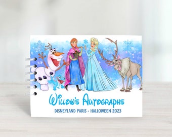 Personalised Frozen Autograph Book with protective covers, Disneyland Paris, Disney World, signature, Disney Reveal, Elsa, Anna Sven, Olaf