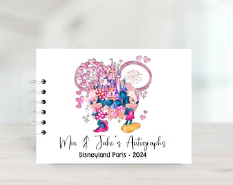 Personalised Mickey and Minnie Mouse Disney Autograph Book, Protective Covers, Disneyland Paris, Disney World, A5 Signature book, Photo Book