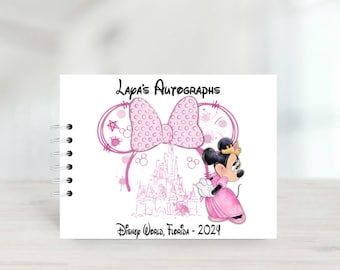 Disney Autograph Book, Minnie Mouse, Castle, Protective Covers, Disneyland Paris, Disney World, A5 Signature book, Disney Reveal, Photo Book