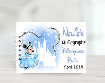 Personalised Disney Autograph Book, Princess Castle Minnie Mouse, Protective Covers, Disneyland, Disney World, A5 Signature book, Photo Book