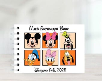 Personalisierte Mickey & Friends, Disney Autogrammbuch, Schutzhüllen, Disneyland Paris, Disney World, Signaturbuch, Disney Reveal - A5