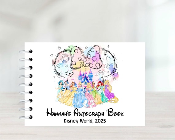 Personalised Princess, Disney Autograph Book, Protective Covers, Disneyland Paris, Disney World, Disney Reveal, Signature book - A5