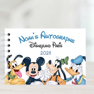 Personalised Disney Autograph Book, Mickey & Friends, Protective Covers, Disneyland Paris, Disney World, A5 Signature book, Photo Book/Album