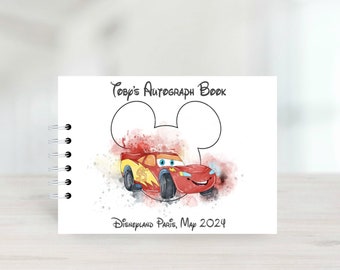 Libro de autógrafos de Rayo McQueen con cubiertas protectoras, Disneyland París, Disney World, libro de firmas de viajes a Disney, A5