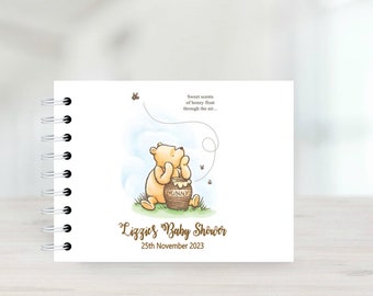 Personalised Winnie the Pooh Baby Shower Guest Book, Naming day Message Book, Christening  Guestbook, Scrapbook Album Baptism Party Supplies