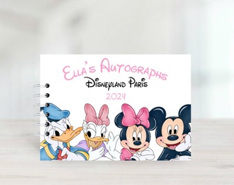 Carnet d'autographes Disney personnalisé, Mickey et ses amis, housses de protection, Disneyland Paris, Disney World, livre signature A5, livre photo/album