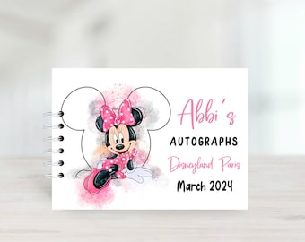 Personalised Minnie Mouse Autograph Book with Protective Covers, Disneyland Paris, Disney World Signature book, Disney Reveal, A5 Scrapbook