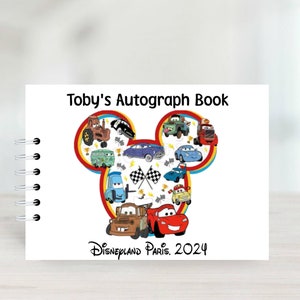 Spersonalizowane samochody, książka z autografami Lightning McQueen z okładkami ochronnymi, Disneyland Paris, Disney World, książka z podpisami Disney Trip, A5