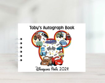 Libro de autógrafos de Rayo McQueen con cubiertas protectoras, Disneyland París, Disney World, libro de firmas de viajes a Disney, A5