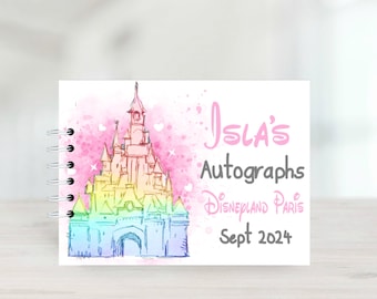 Disney Autograph Book, Rainbow,  Princess Castle, Protective Covers, Disneyland Paris, Disney World Signature / Photo Book / Album - A5