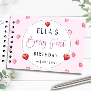 Personalised BERRY FIRST 1ST BIRTHDAY Guest Book, Message Book ...