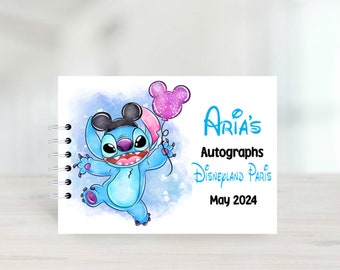Personalisiertes Stitch Autogrammbuch mit Schutzhüllen, Disneyland, Disney World, Unterschriftenbuch, Disney Reveal, Disney Park, Trip, A5