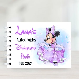 Personalizowana książka autografów księżniczki Myszki Minnie, Disneyland, Disney World Floryda, album ze zdjęciami, księga podpisów, 6 różnych kolorów