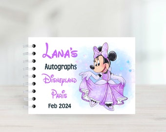 Personalised Minnie Mouse Princess Autograph Book, Disneyland, Disney World Florida, Scrapbook Album, Signature Book, 6 Different Colours