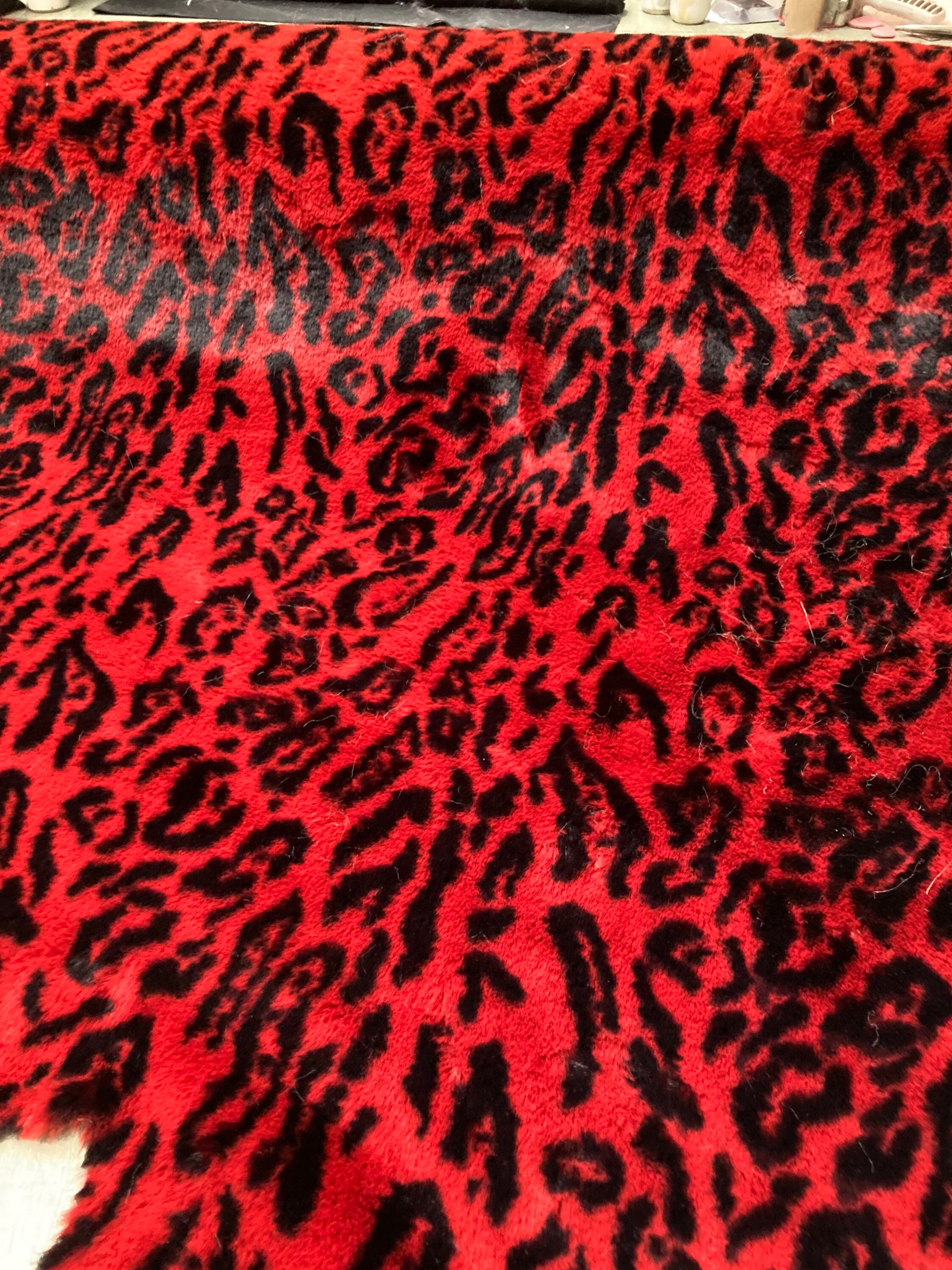 Red Leopard Print Soft Rabbit Faux Fur Fabric Faux Fur Etsy UK