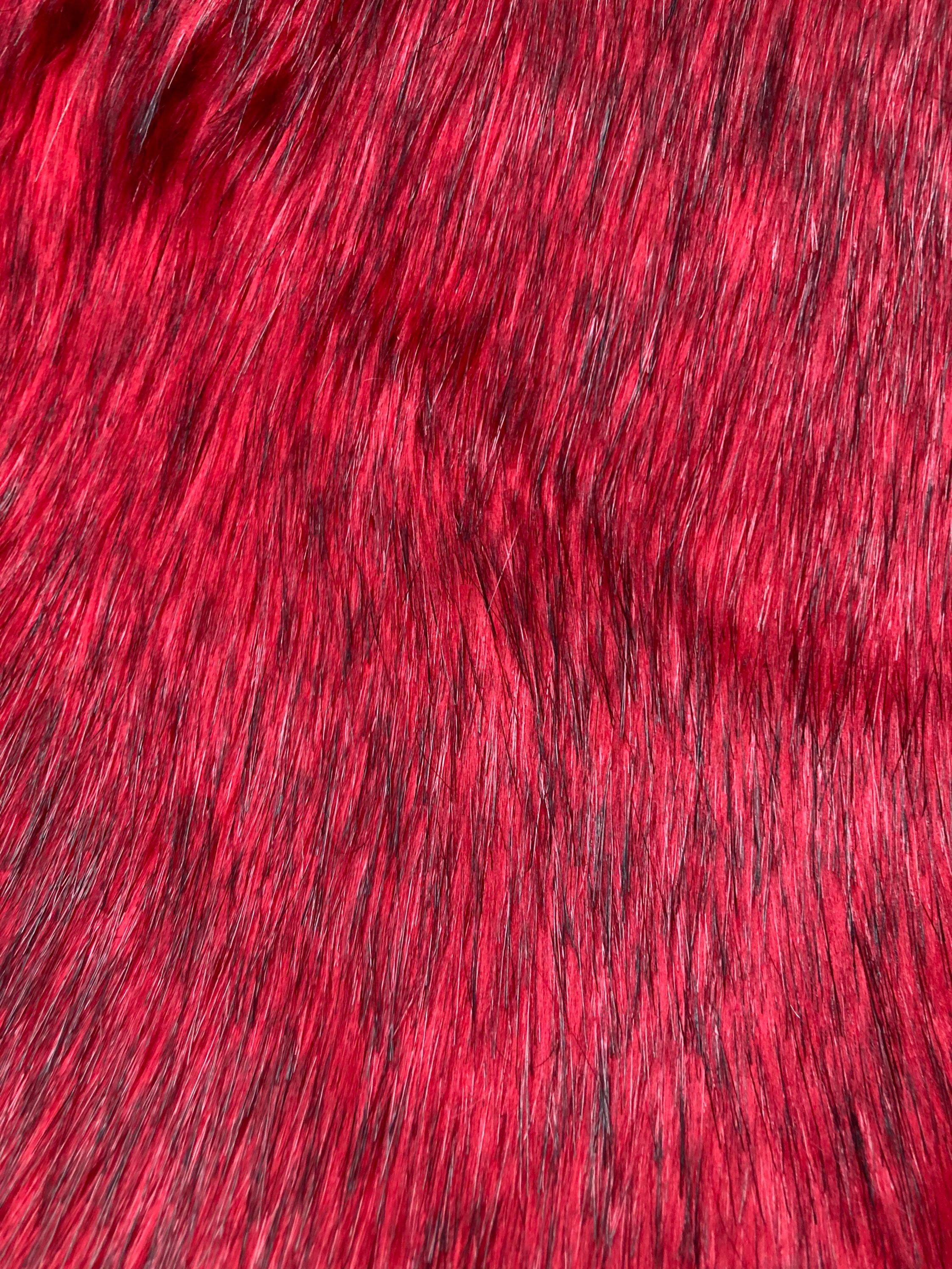 Red scarlet long pile faux fur fabric Etsy