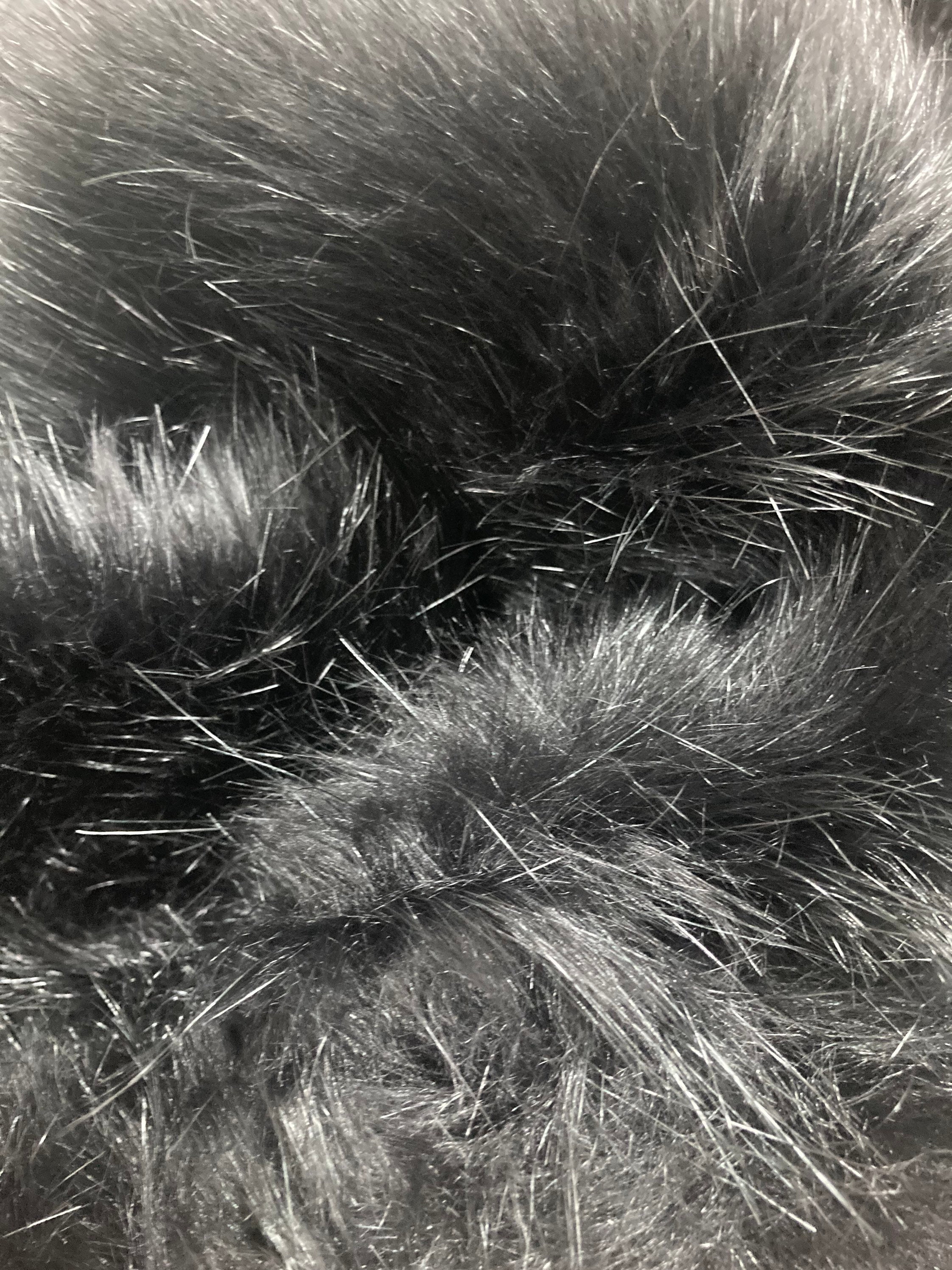 Black long pile faux fur fabric crafting crafts faux Etsy