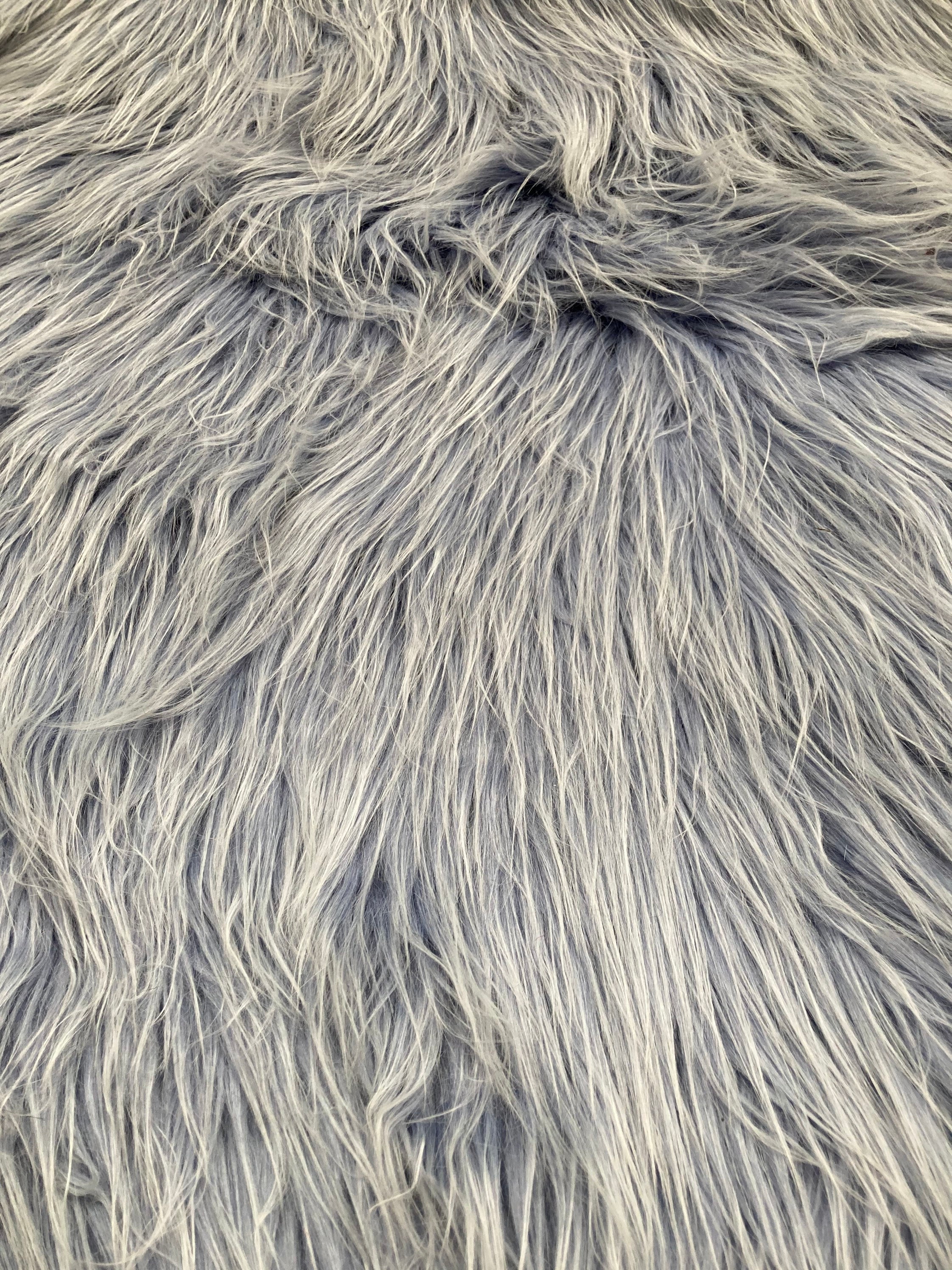 Pale blue white tipped Mongolian faux fur fabric faux fur | Etsy
