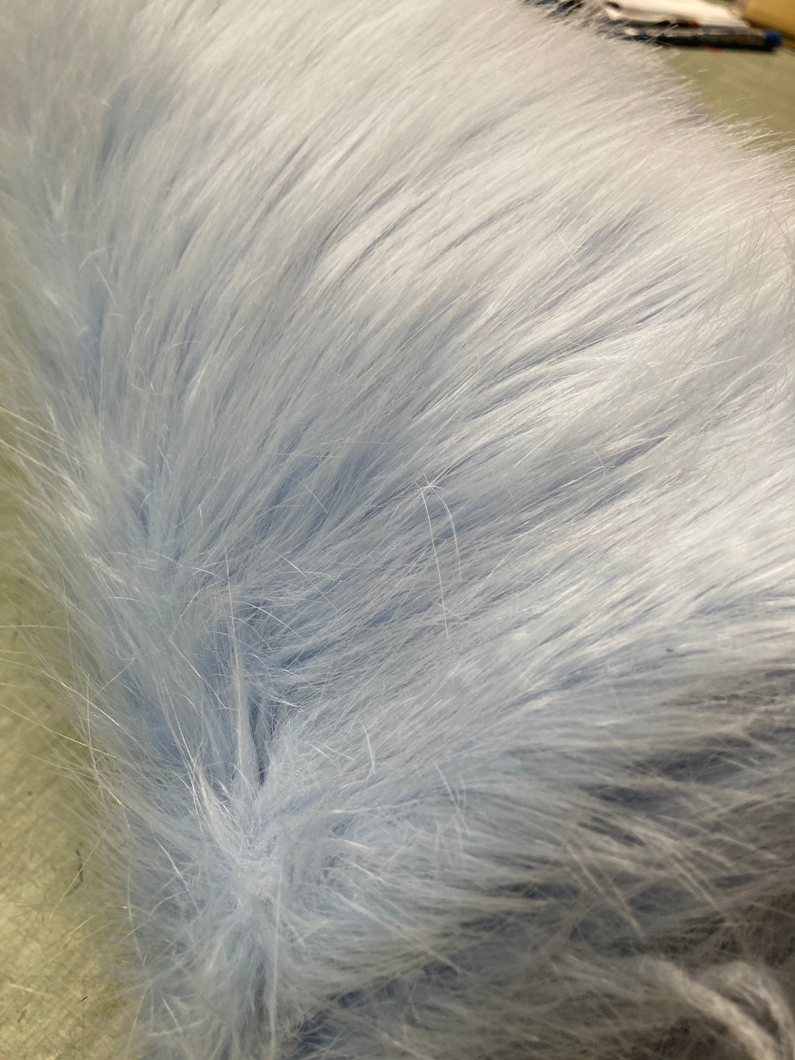Baby blue long pile faux fur fabric Etsy