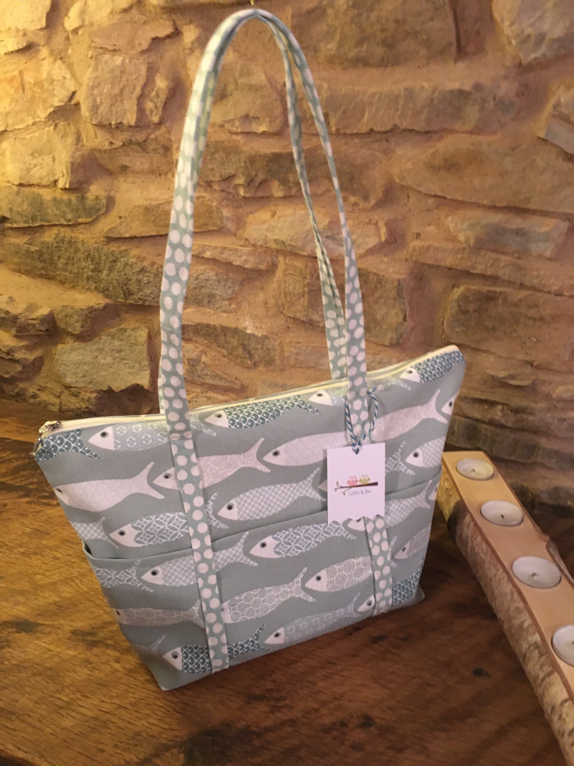 Funky fish handbag with sage green straps with white Etsy