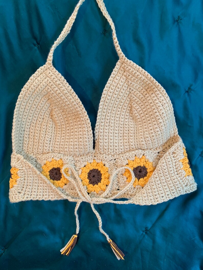 Crochet Sunflower Top hippy clothing summer top crop top Etsy