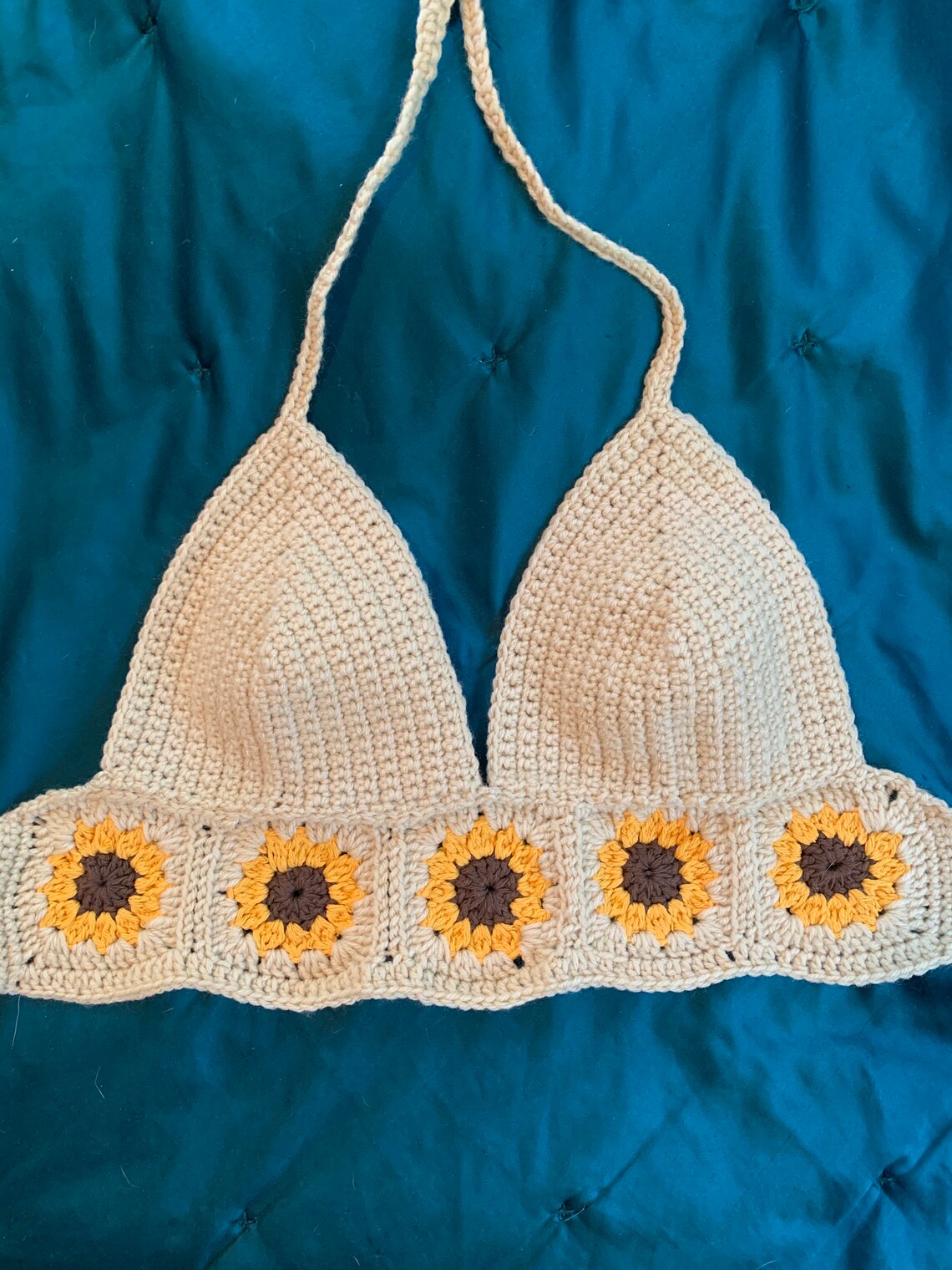 Crochet Sunflower Top hippy clothing summer top crop top | Etsy