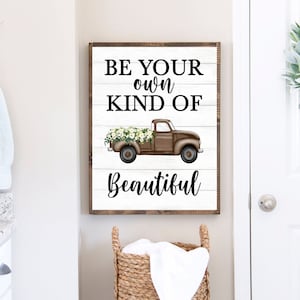 DOWNLOAD DIGITALE / Sii il tuo tipo di bellissimo camion vintage BROWN con stampa bagno fiori bianchi / arredamento della fattoria / arredamento rustico