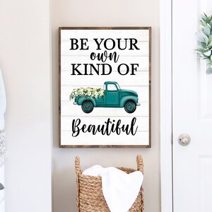 DOWNLOAD DIGITALE/Sii il tuo tipo di bello/Camion d'epoca TEAL/Fiori bianchi/Arredamento della fattoria/Decorazioni della fattoria/Arredamento rustico