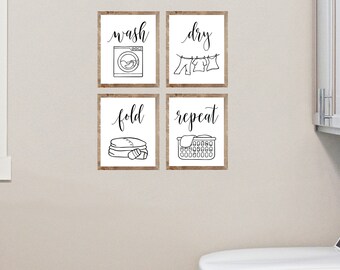 PRINT & SHIP/Laundry Room Black and White Wall Prints/Wash, Dry, Fold, Repeat/Laundry decor/Modern Farmhouse/Farmhouse Decor/Farmhouse Style