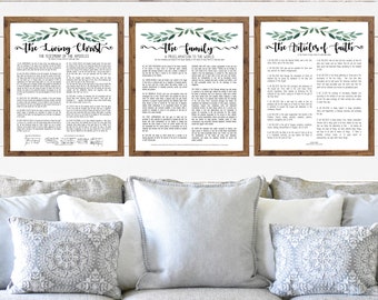 DIGITAL DOWNLOAD/Green Leaves TOP Design lds Prints/The Family Proclamation/The Living Christ/The Articles of Faith/lds Printables