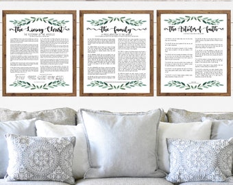 DIGITAL DOWNLOAD/Green Leaves LDS Digital Prints/ The Family Proclamation/The Living Christ/The Articles of Faith/lds Printables