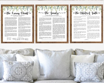 DIGITAL DOWNLOAD/Green LEAVES/The Family Proclamation/The Living Christ/The Articles of Faith/lds Printables
