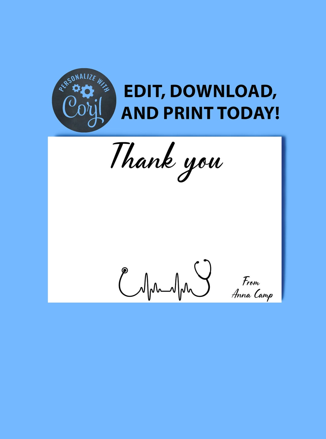 Editable Thank You Card Medical Thank You Card Hospital Etsy