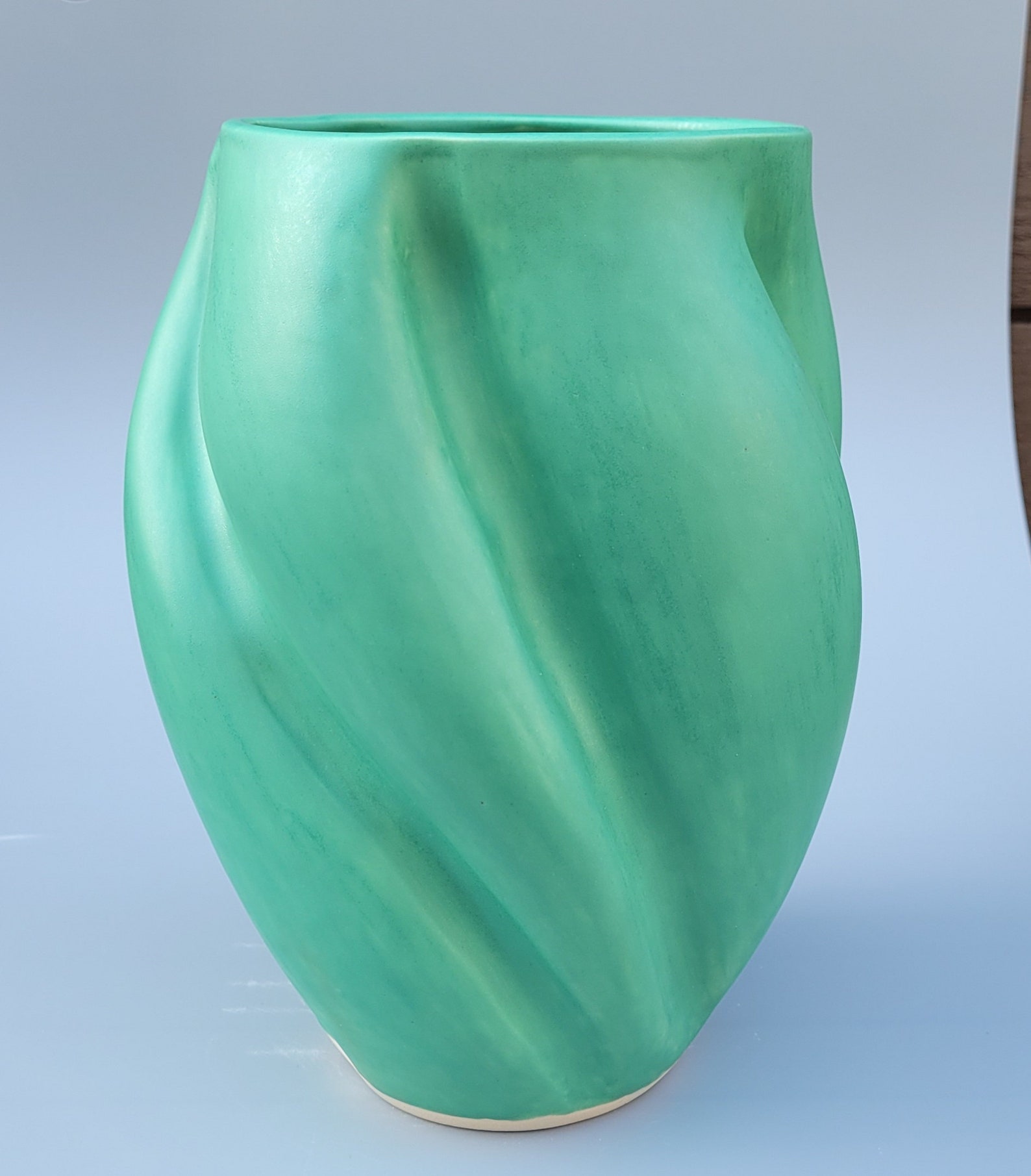 Hand Made Teal Vase pottery one of a kind Etsy