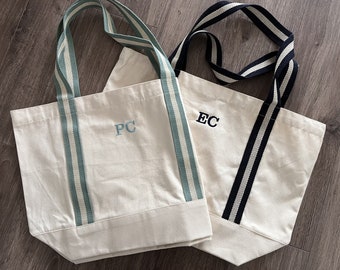 Tote Bag | Custom Initials Embroidered | Organic | Boat Bag | Holiday | Travel Bag | Customisable | Beach Bag | Teacher stuff | Book Bag