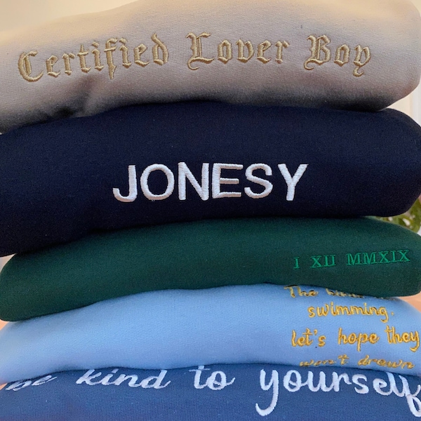 Custom Text/ Slogan Embroidered Sweatshirt | Personalised crew neck for unisex style