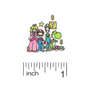 Pintura ORIGINAL, IMPRESIÓN, Familia de Mario Bros, Pintura de acuarela, Retrato familiar