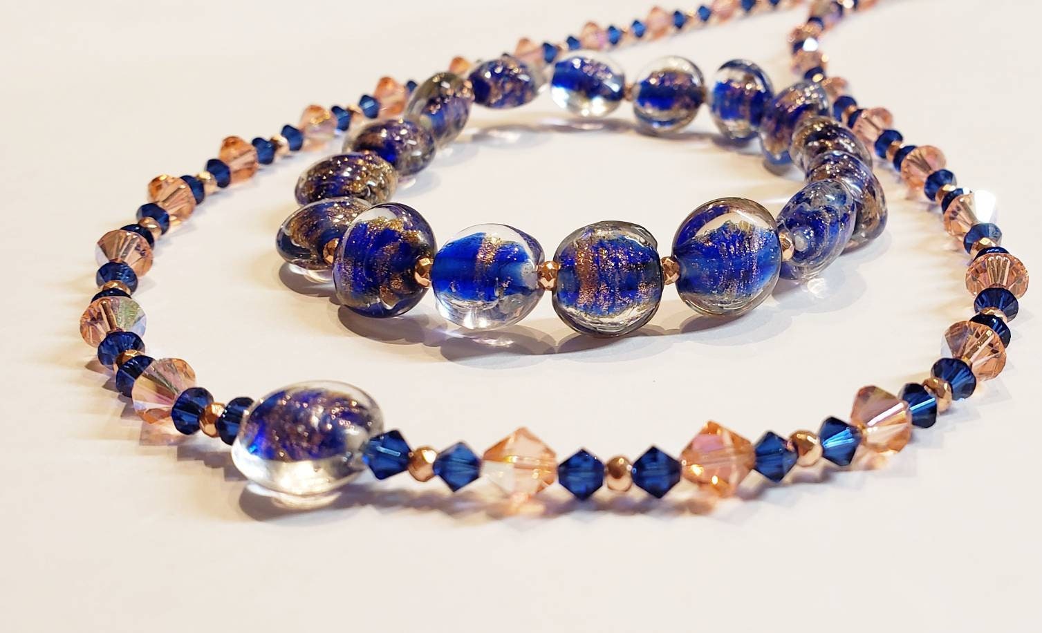 Copper and Blue Czech Necklace and Bracelet Set Gift for Etsy